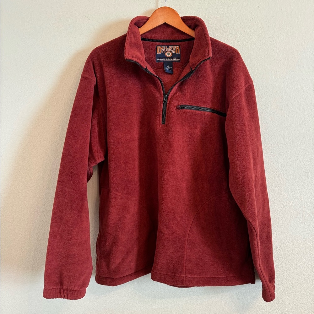 Duluth Trading Co. Fleece Sweater Quarter Zip Men's Red Jacket Large